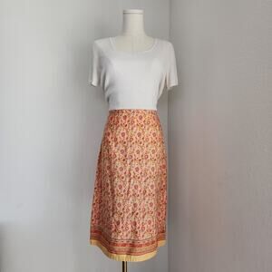 Vintage Faded Glory Floral Paisley Patterned Midi Pencil Skirt M